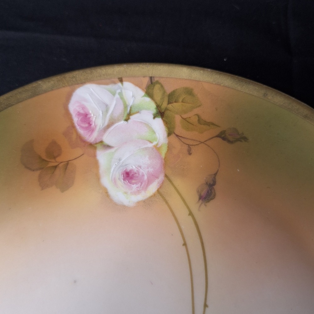 Vintage Royal Munich Bavaria Porcelain Plate Hand Painted Pink Roses Gold Rim - Picture 5 of 8